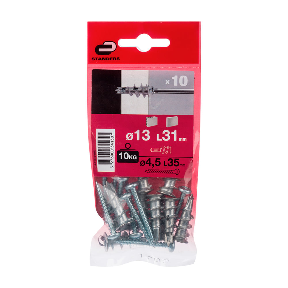 Tornillo + Tarugo 13x31mm x 10 unidades Standers