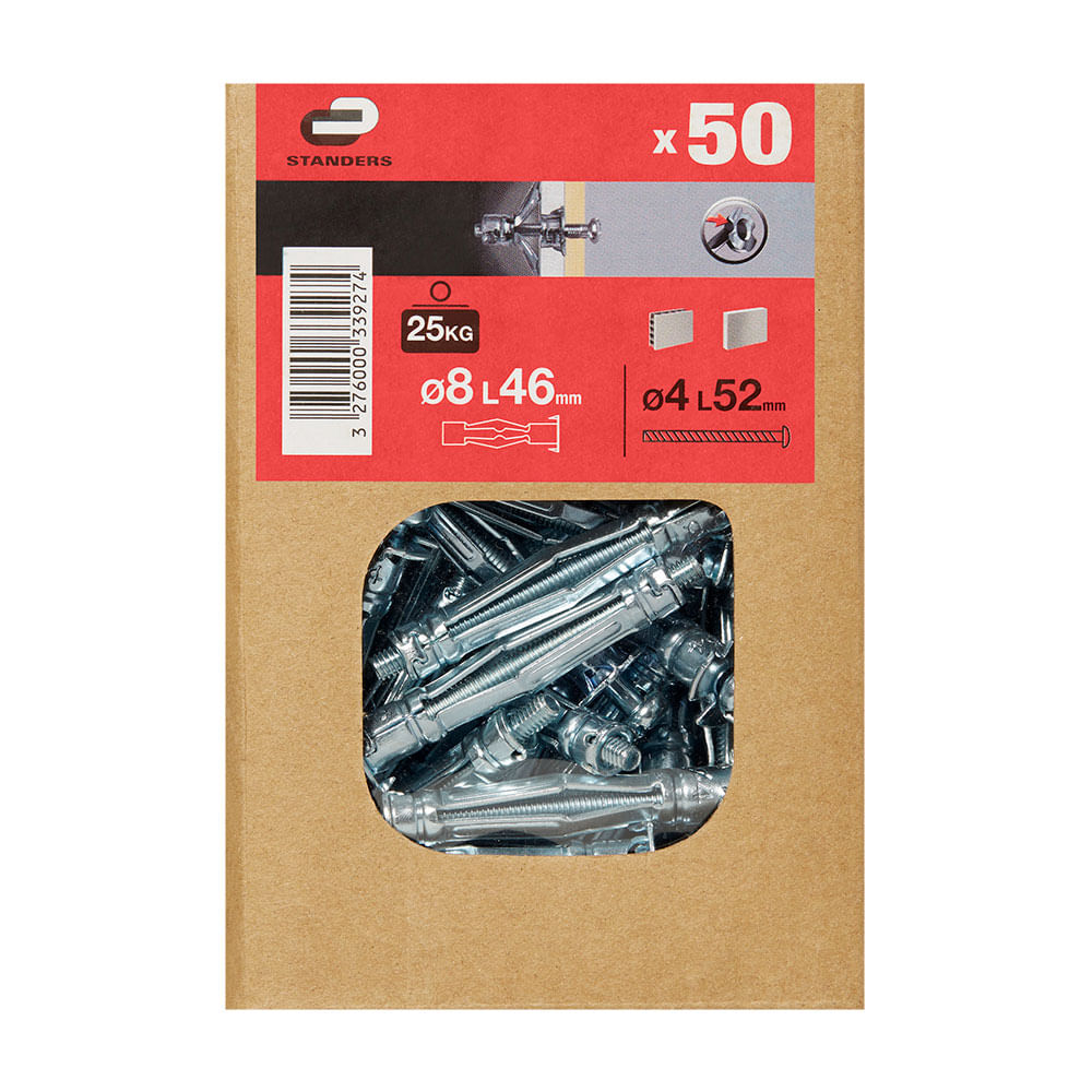 Tornillo + Tarugo 8x46mm x 50 unidades Standers