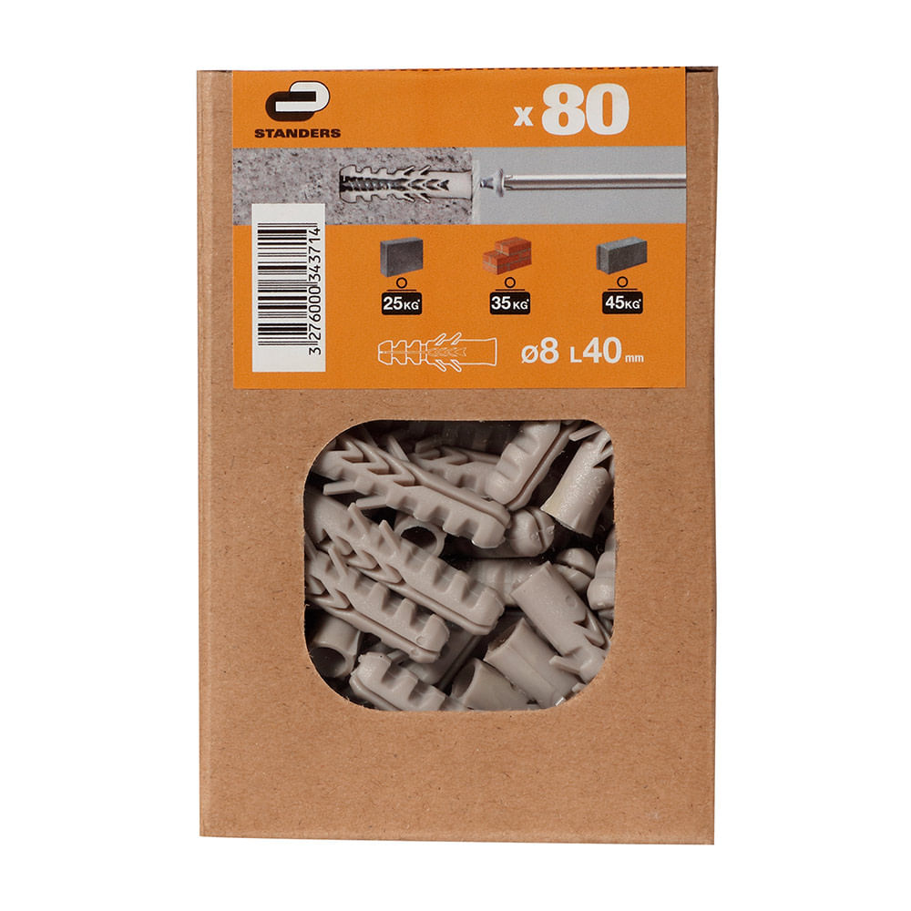 Tarugo Nylon 8x40mm Standers Juego de 80 Unidades