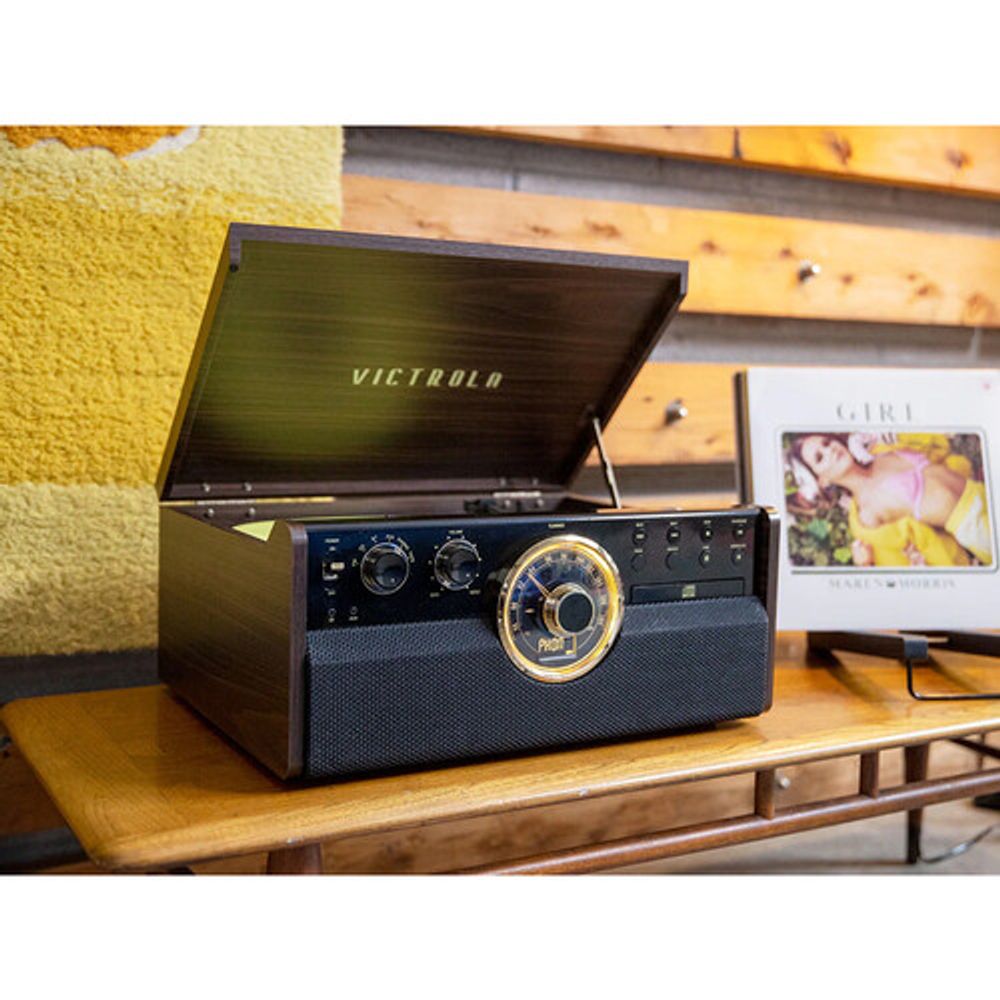 Victrola Empire 6-in-1 Bluetooth-platenspeler Music Center, Expresso Victrola Empire 6-in-1 Bluetooth-platenspeler Music Center, Expresso