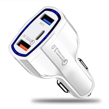 Cargador Para Auto 2 Entradas Usb Y Type C Carga Rápida Color