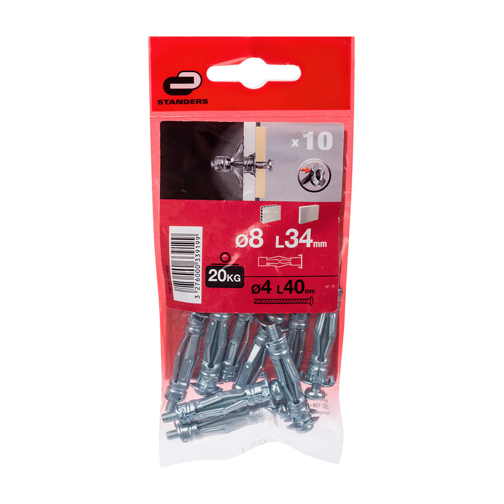 Tornillo + Tarugo 8x34mm x 10 unidades Standers