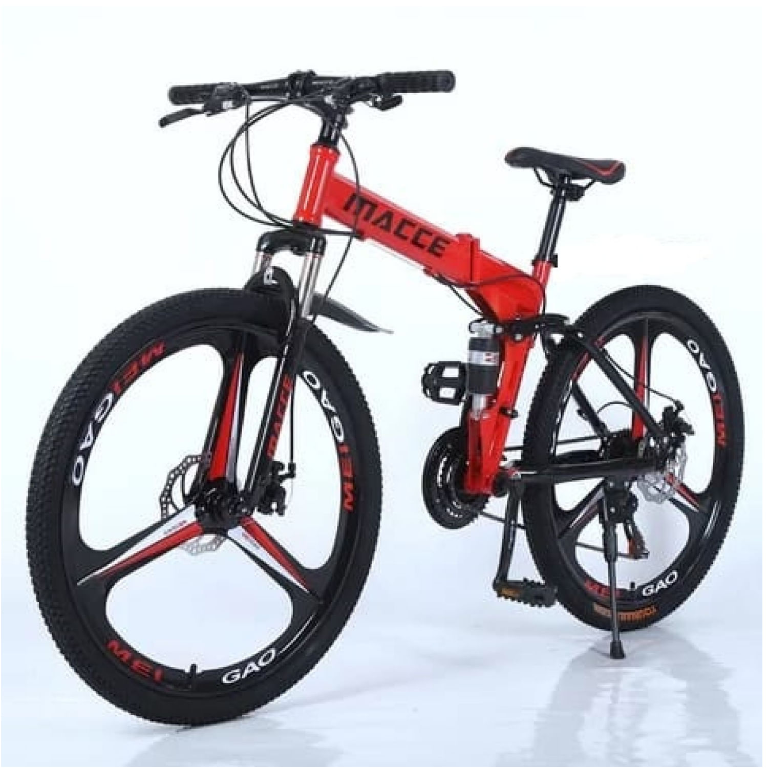 Bicicleta Montañera Plegable Macee Aro 26 Tres Cuchillas Color Rojo