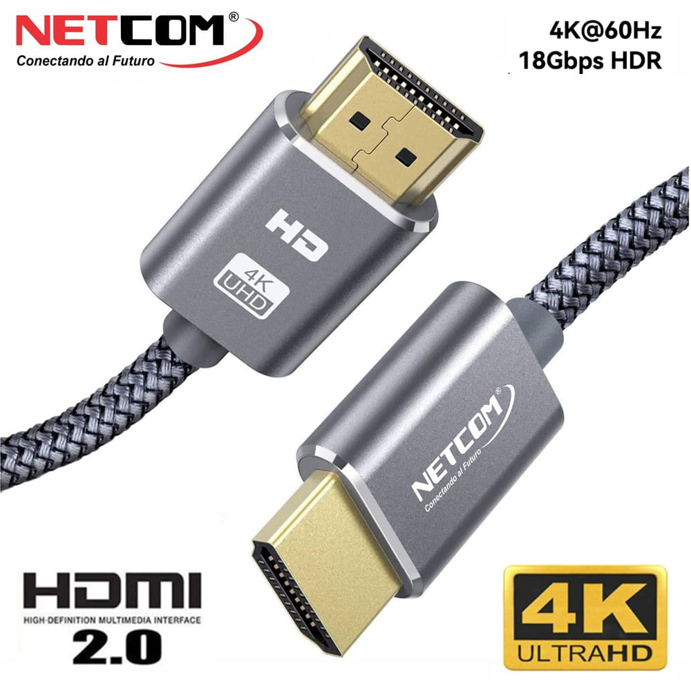 Cable HDMI 2.0 8 Metros NETCOM Ultra HD 3D 4K 60hz 2160P Enmallado
