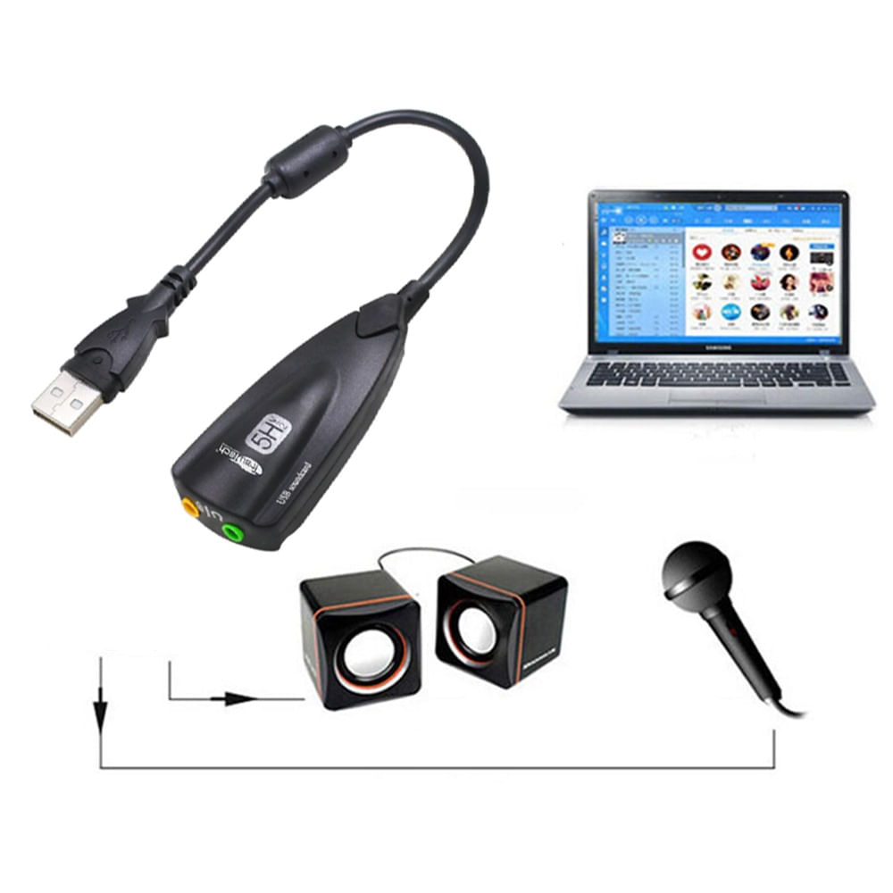 Tarjeta de Sonido Externa 7.1 USB - Base Virtual