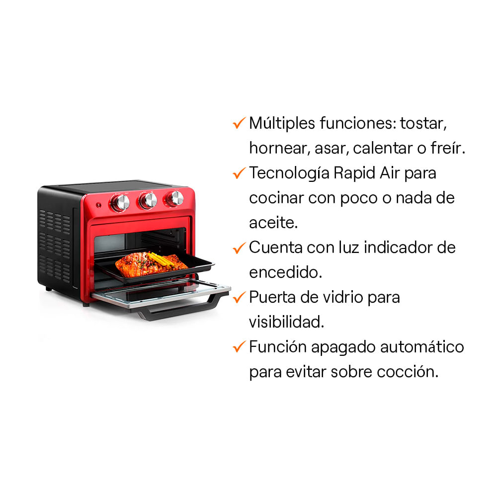 Horno Con Freidora De Aire Roja 20 Litros Holstein - Promart