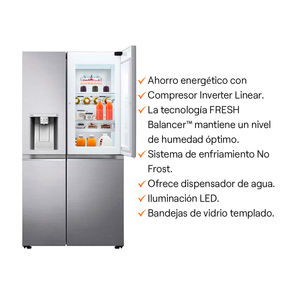 Refrigeradora Lg Ls66sdp Side By Side Conectividad Wifi 617l Plateada Promart 5445