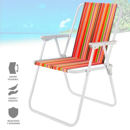 Silla Plegable para Playa Jardín Camping Terraza Multicolor - Promart