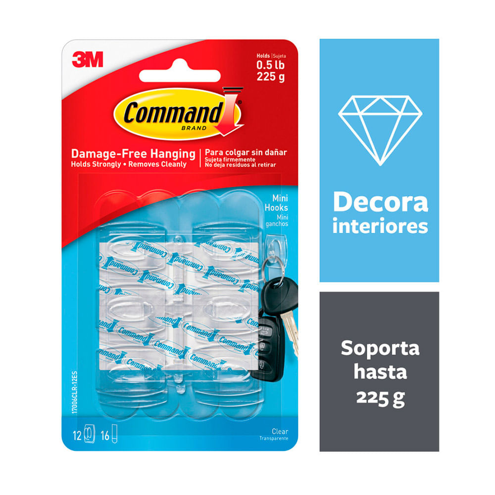 Gancho 3M Command transparente mini