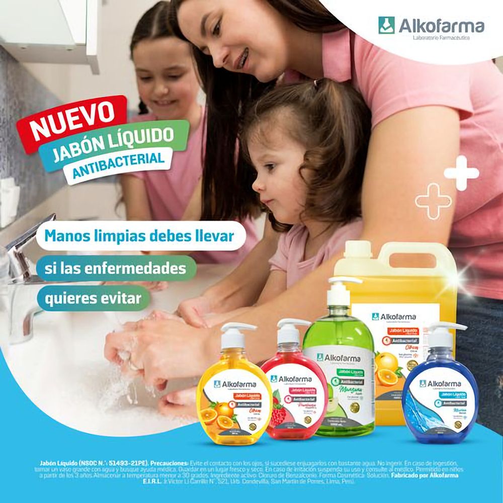 Jabón Líquido Antibacterial Alkofarma Litro Marino Promart 4693