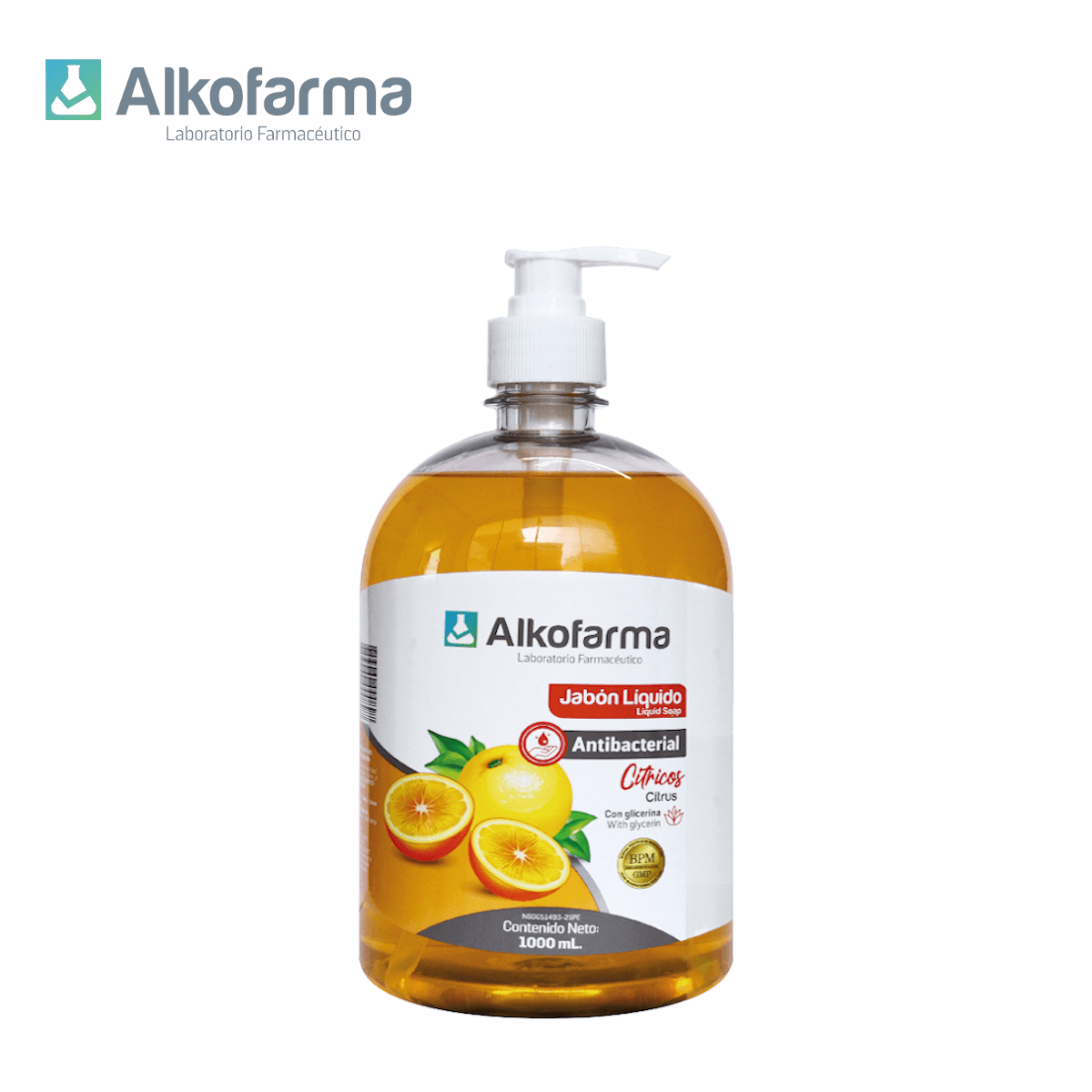 Jabón Líquido Antibacterial Alkofarma Litro Cítricos