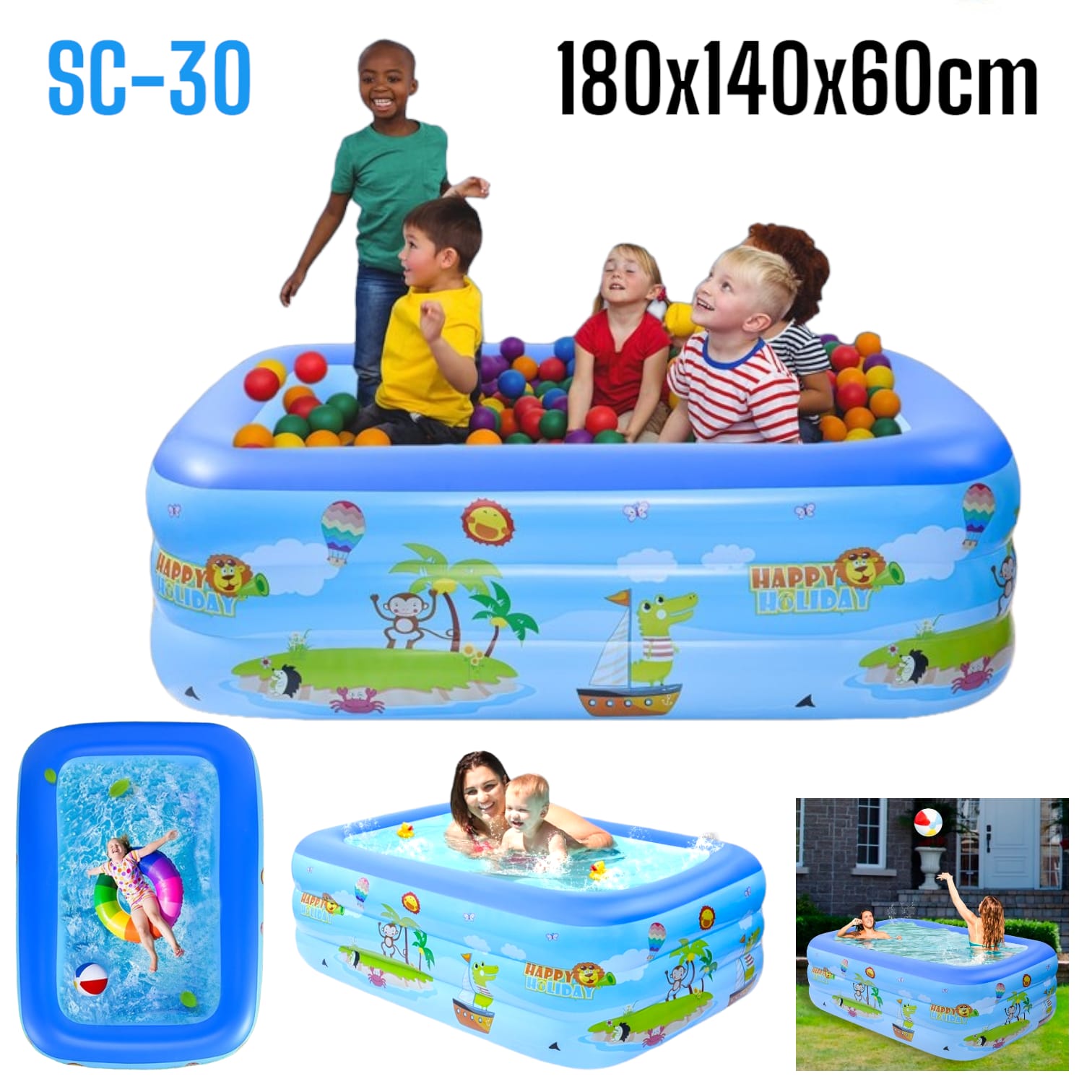 Piscina Inflable Alberca Rectangular 3Anillos 130cm x 90cm x 48cm