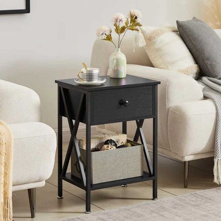 Velador Mesa de Noche Industrial Kolea Negro Velador Mesa de Noche Industrial Kolea Negro
