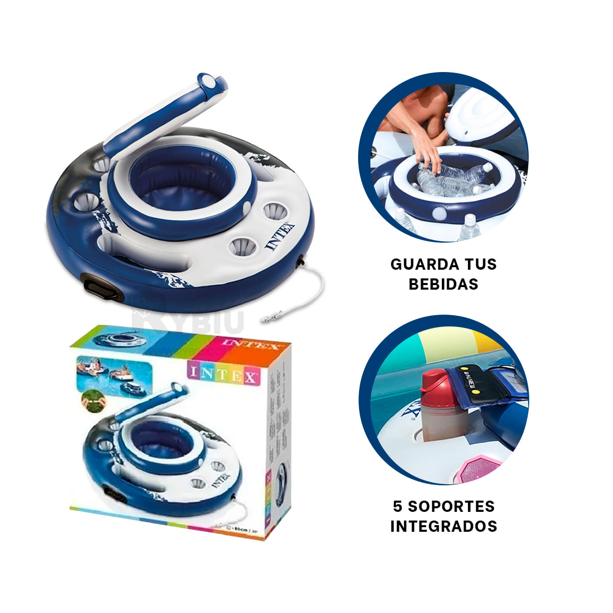 Flotador Azul para Transportar Bebidas en Piscinas