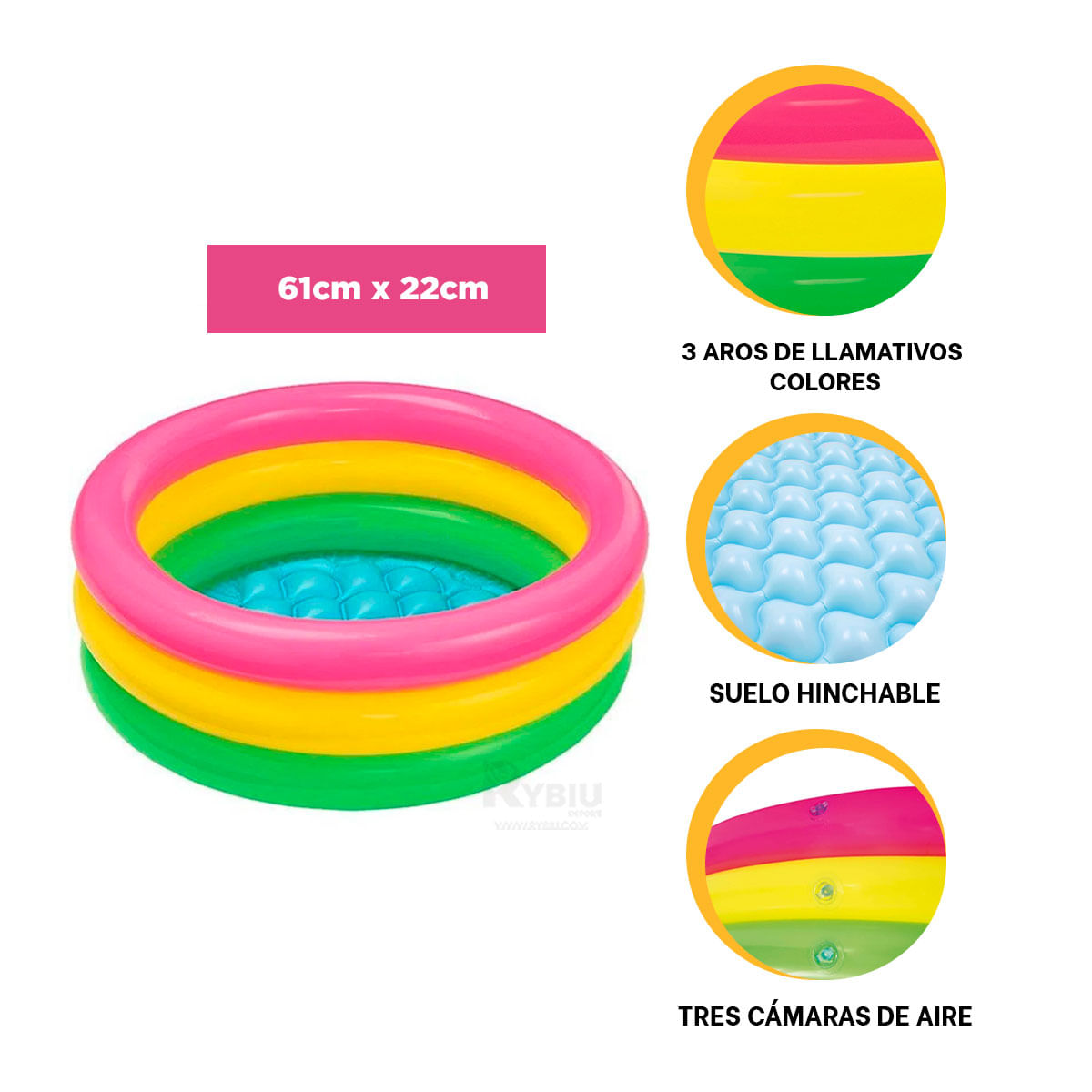 Inflable 3 Aros Estilo Multicolor
