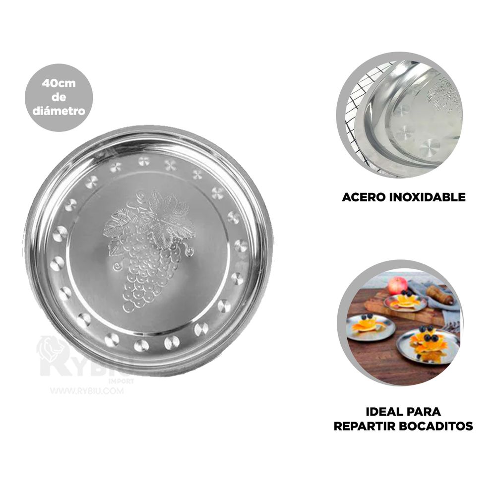 andeja Servicio Redonda Acero Inoxidable 40 cm andeja Servicio Redonda Acero Inoxidable 40 cm