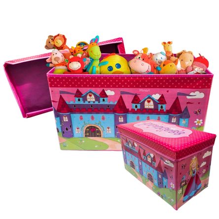 Caja Puff Organizador con Tapa de Juguetes Infantil Princesa 595V