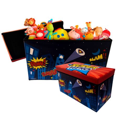 Caja Puff Organizador con Tapa de Juguetes Infantil Super Héroe 595V