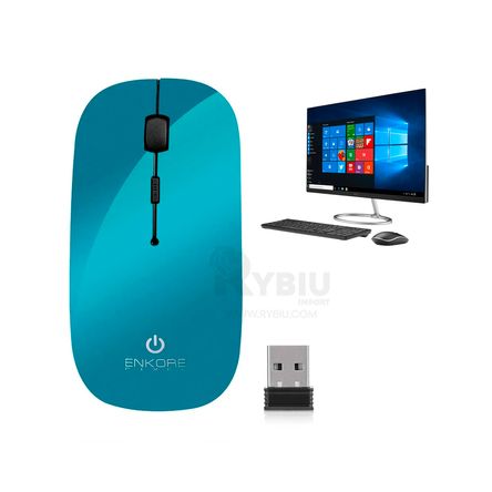 Mouse Inalambrico Enkore con USB Celeste