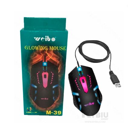 Raton Gamer Negro Weibo M39 RYBIU IMPORT