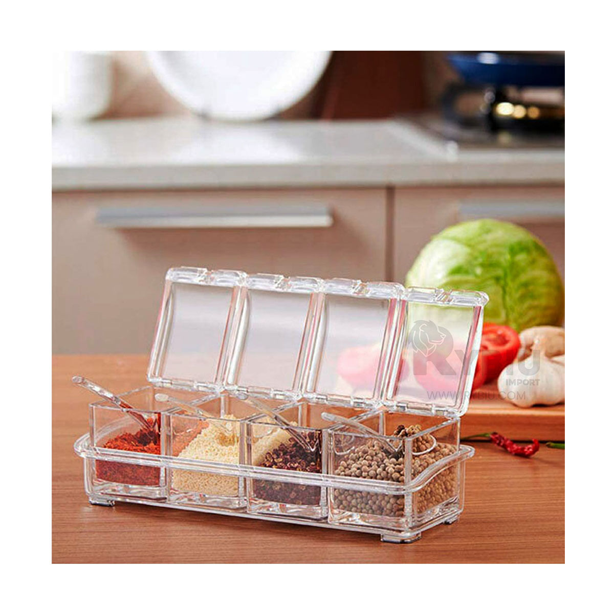 Set de 4 Un Condimentero Salero con Cucharita