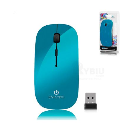 Mouse Inalambrico con USB Celeste