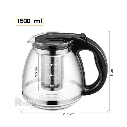 Tetera Infusora de Vidrio y Filtro de Acero 1,5L