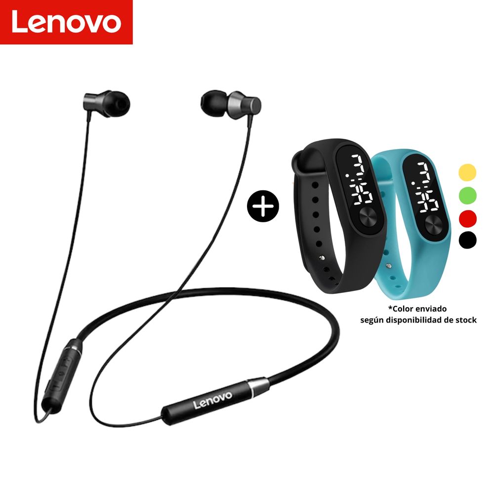 Audifonos Bluetooth Lenovo HE05 + Reloj Pulsera Digital - Promart
