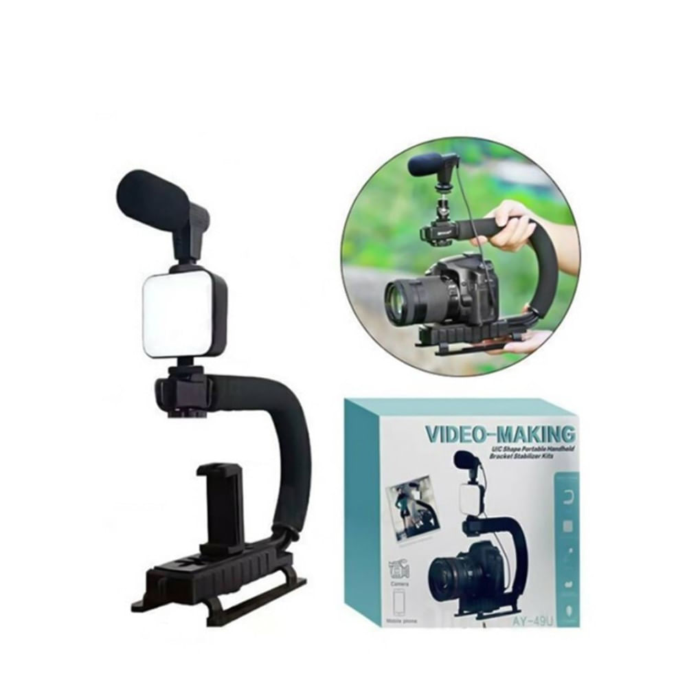 Estabilizador de cámara portátil con micrófono y luz - Promart