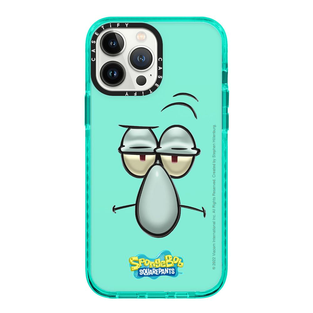 Case ScreenShop Para iPhone 14 Bob Esponja Calamardo Verde Jade Transparente Casetify