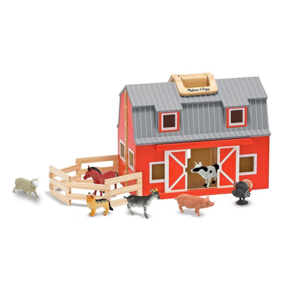 Juguete Didáctico 3700 Granja de Madera Roja Plegable