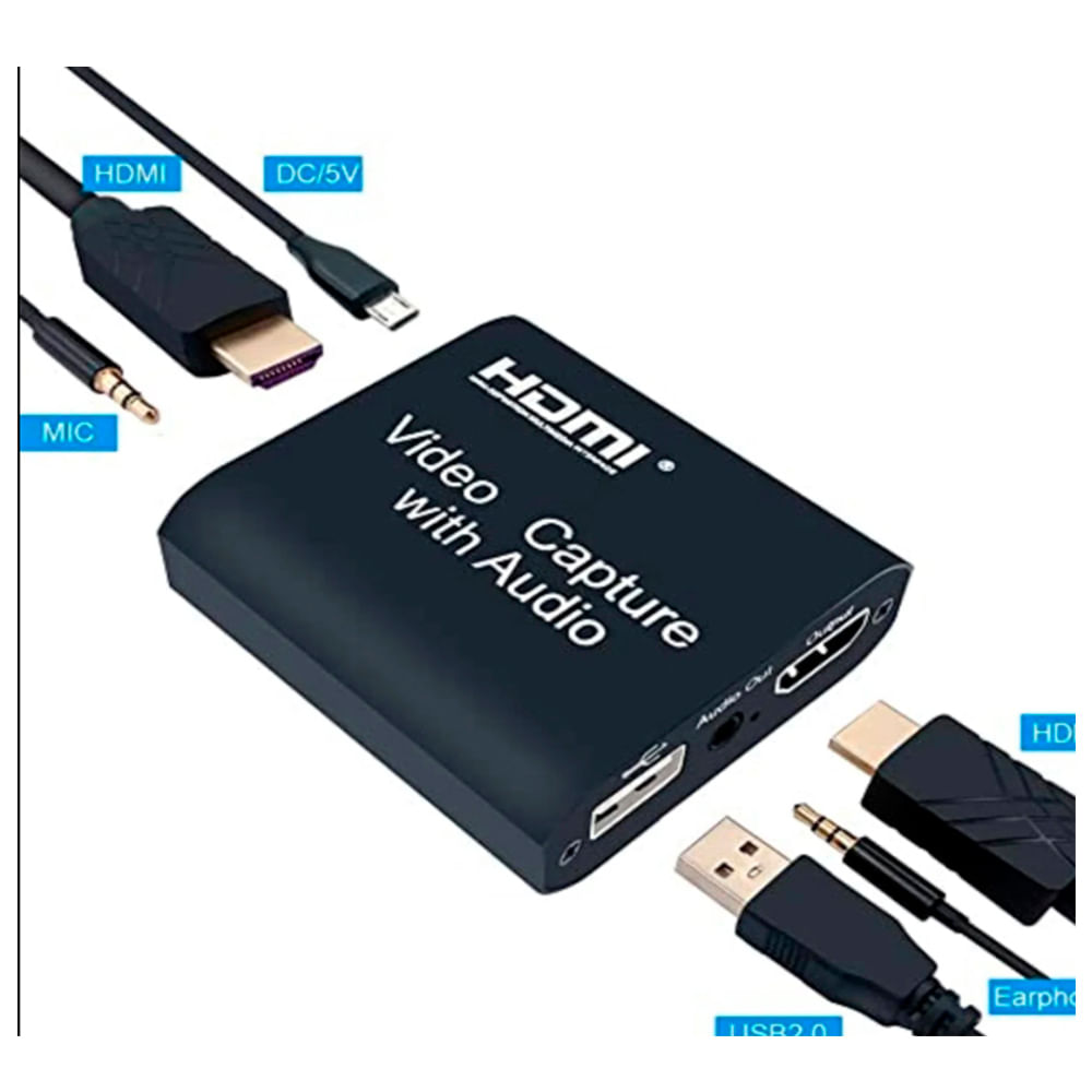 Capturadora de Video USB 2.0 HDMI Capture con Loop Out 4K 2K I