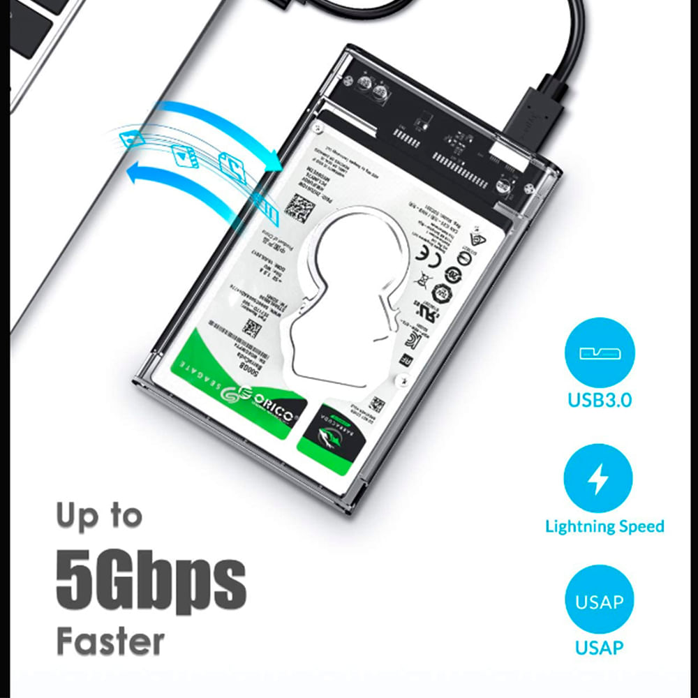 Enclosure o Adaptador Externo para Disco Duro de Laptop – SATA USB 3.0