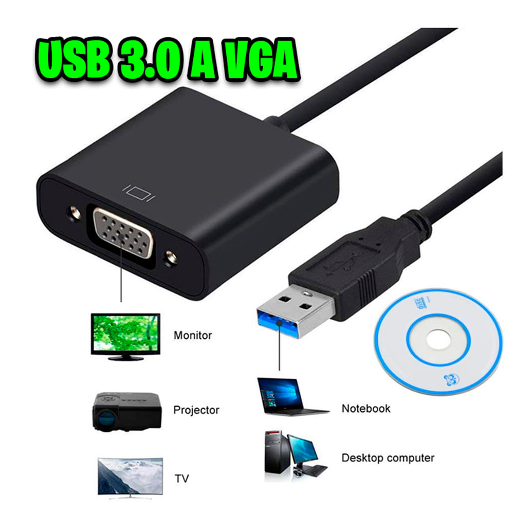 Adaptador Usb 3.0 A Vga Compatible 2.0 Convertidor Conversor - Promart