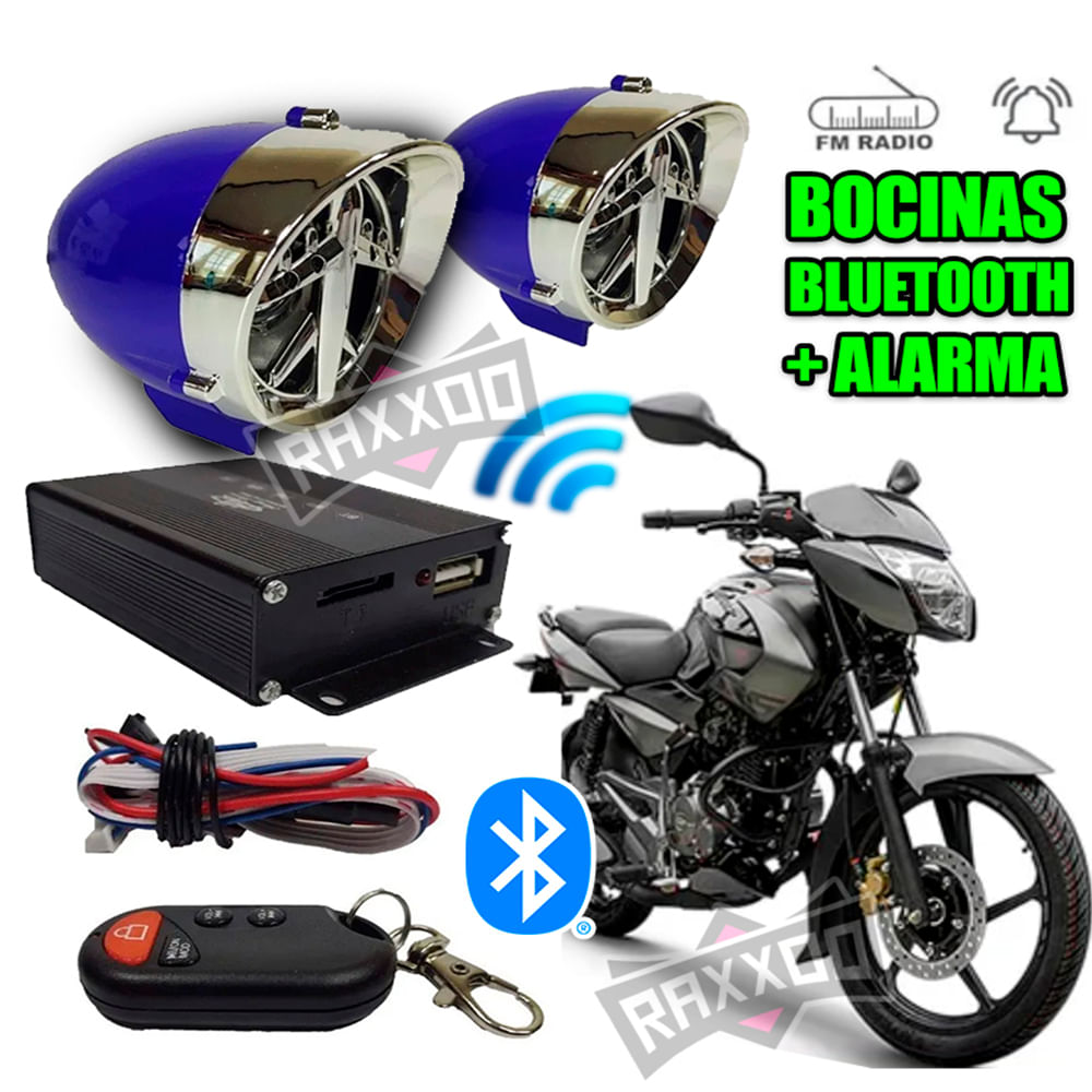Kit Parlante Bocina Bluetooth Alarma para Moto con Control Remoto - Promart
