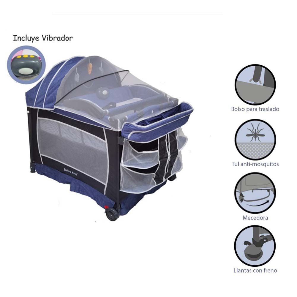 Cuna Corral Baby Kits Para Bebe Verona Azul