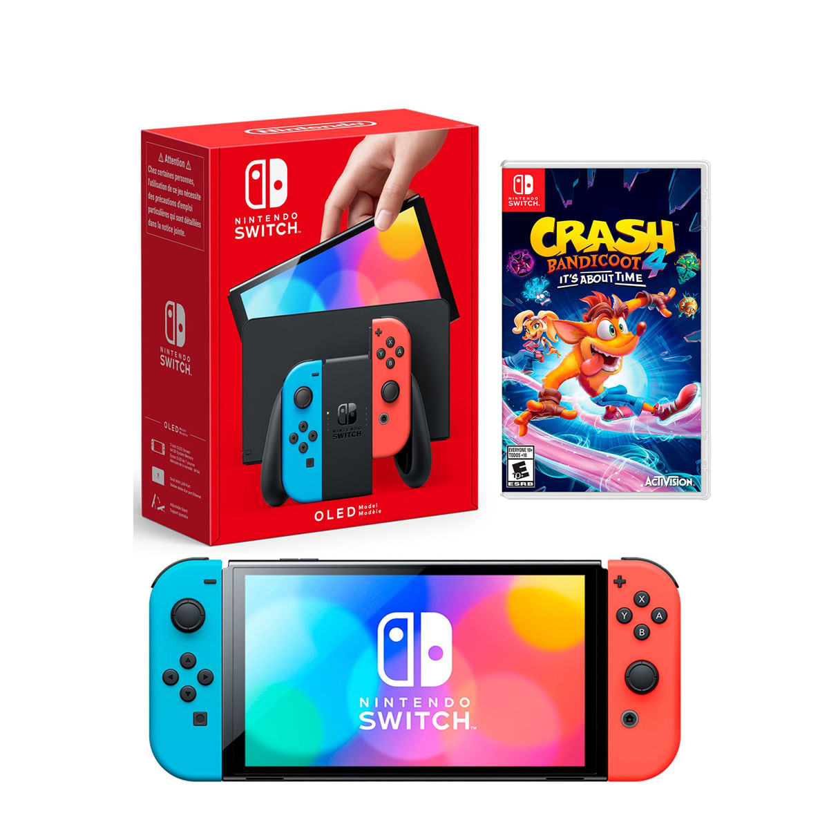 Consola Nintendo Switch Oled Neón + Crash Bandicoot 4