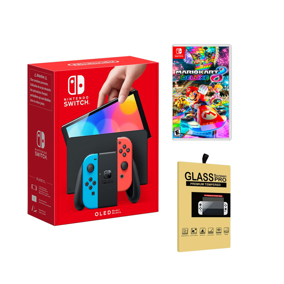 Consola Nintendo Switch Oled Neón + Mario Kart 8 Deluxe + Mica