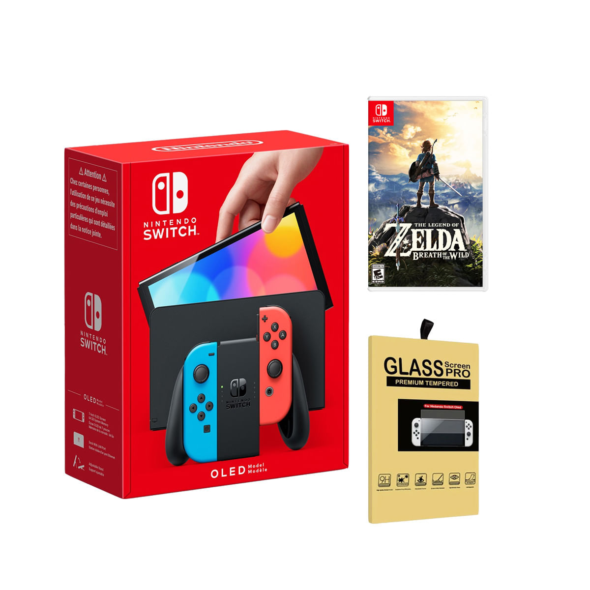 Consola Nintendo Switch Oled Neón + Zelda Breath of the Wild + Mica