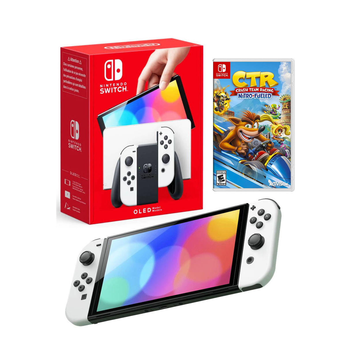 Consola Nintendo Switch Oled Blanco + Crash Team Racing