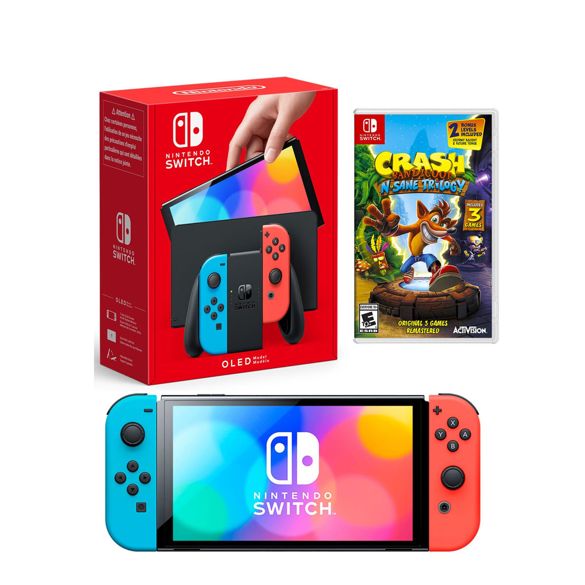 Consola Nintendo Switch Oled Neón + Crash Bandicoot Trilogy