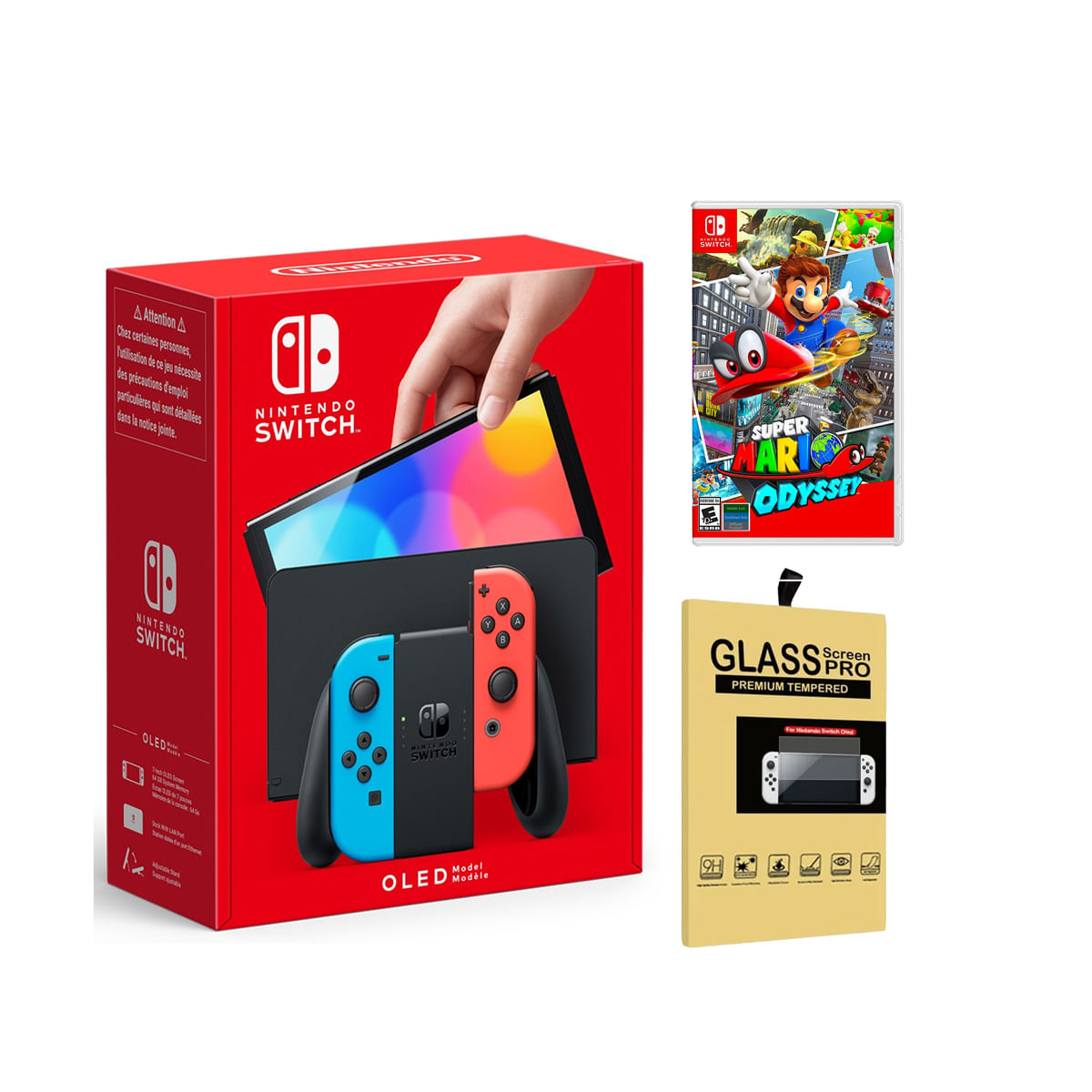Consola Nintendo Switch Oled Neón + Mario Odyssey + Mica
