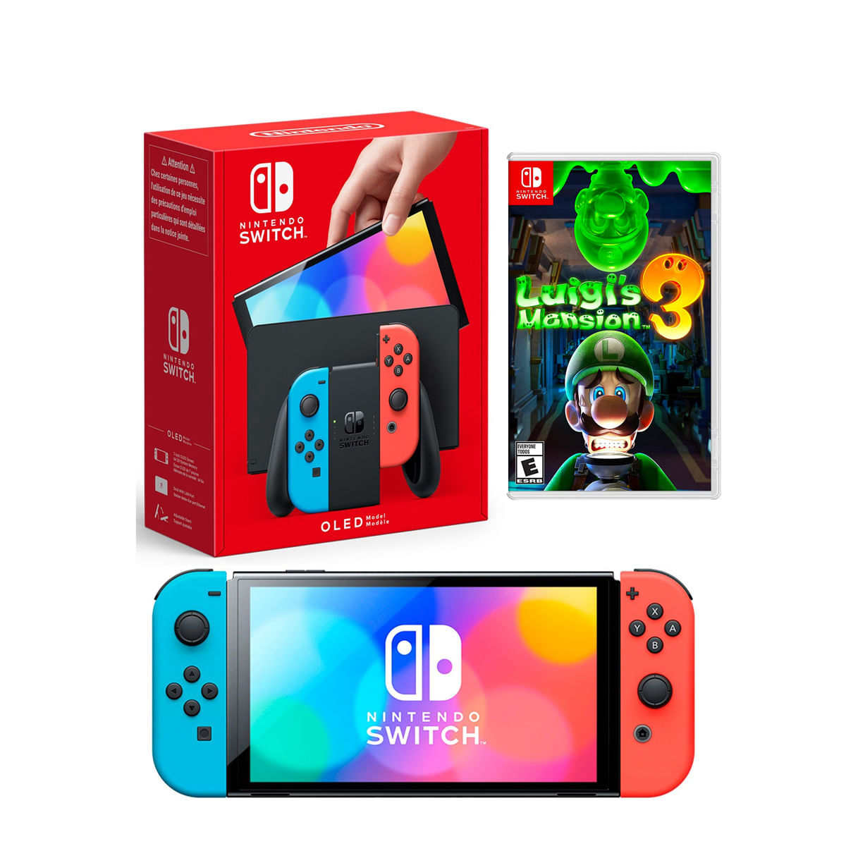 Consola Nintendo Switch Oled Neón + Luigis Mansion 3