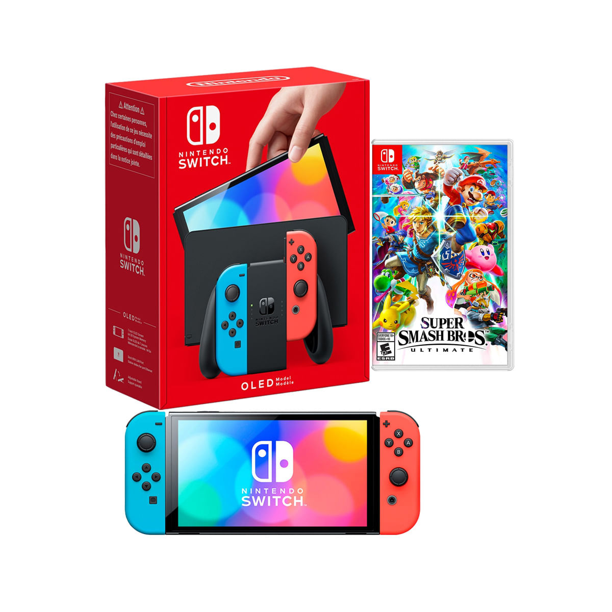 Consola Nintendo Switch Oled Neón + Super Smash Bros