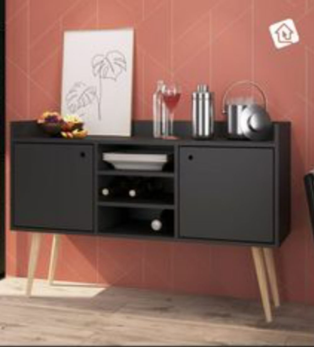 Consola R&R MUEBLES Vintage Laura Color Negro 2 Puertas