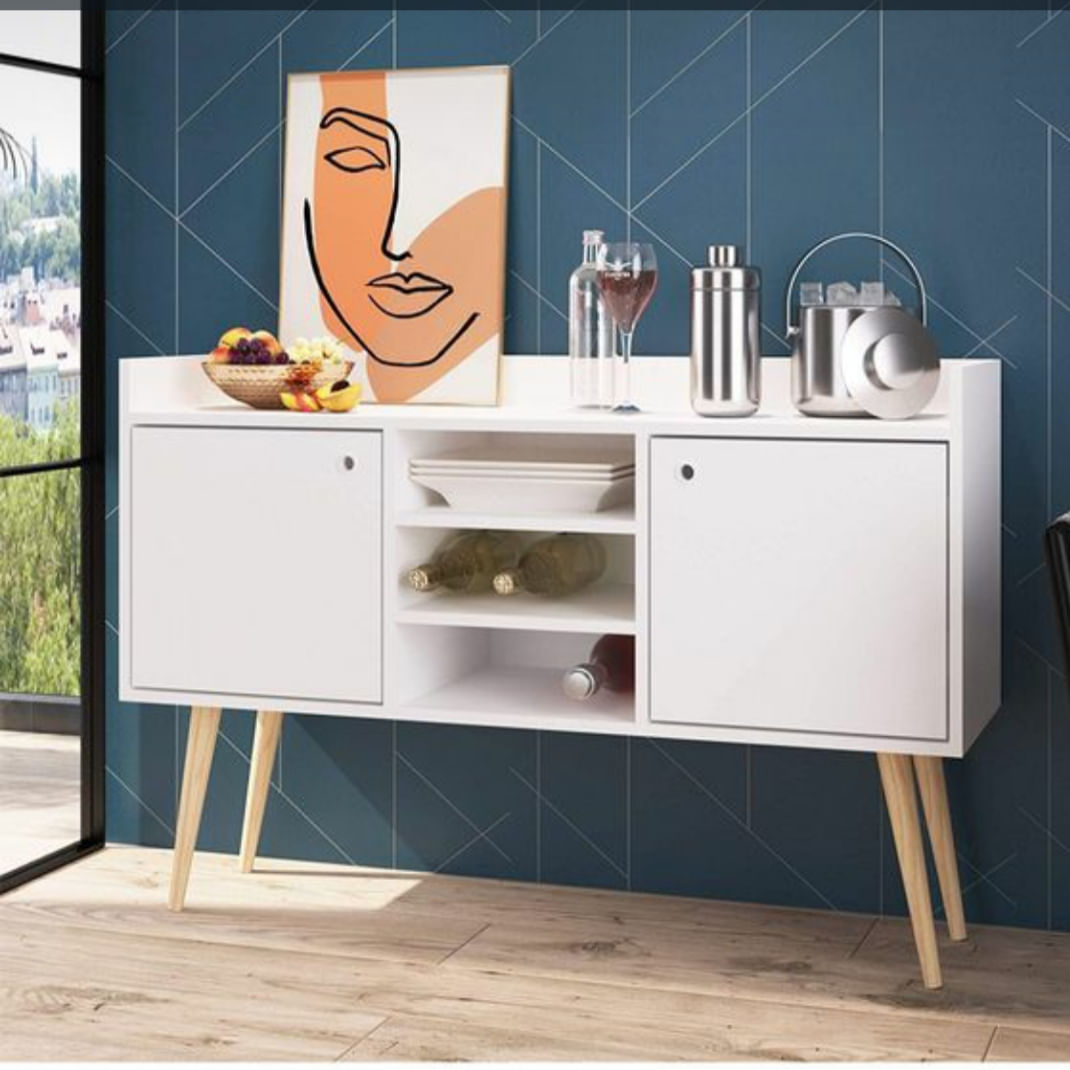 Consola R&R MUEBLES Vintage Laura Color Blanco, 2 Puertas