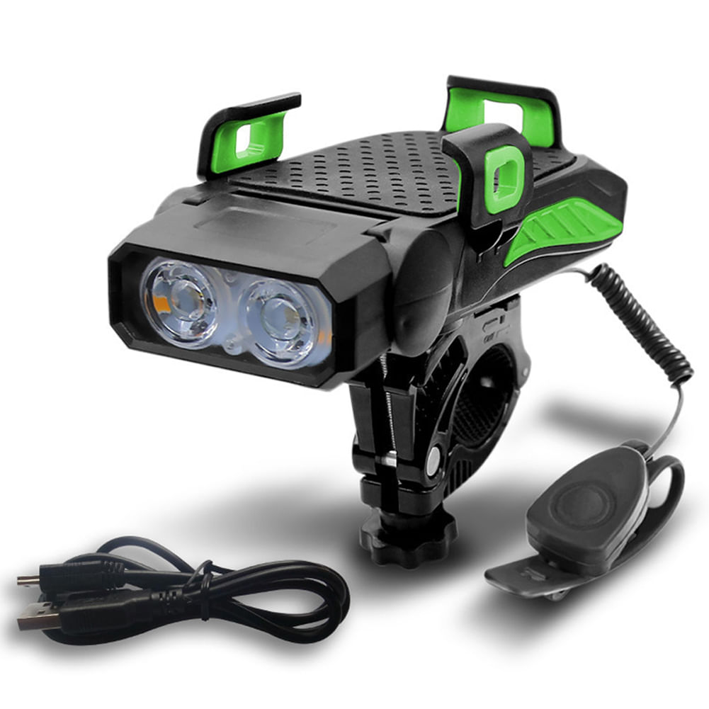 Timbres Bocinas Linternas Luz Led Power Bank para Bicicletas- VERDE
