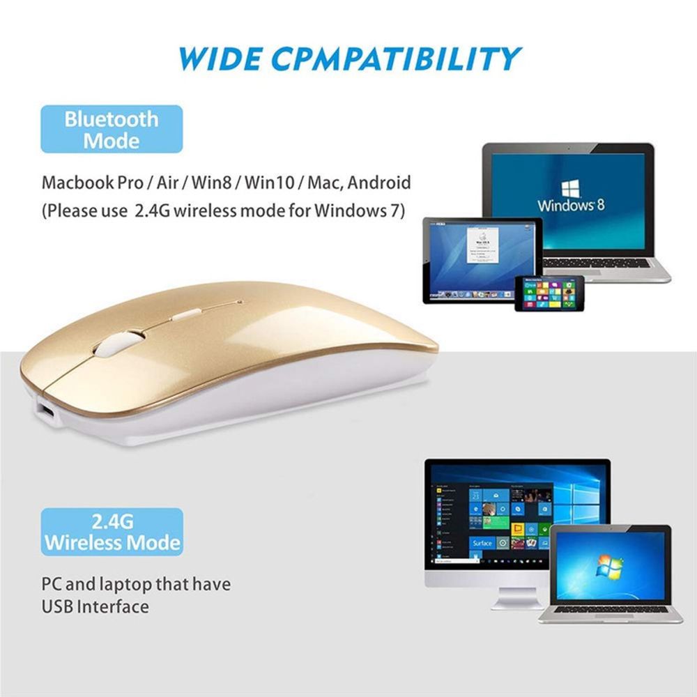 Mouse Recargable Dual Bluetooth 5.1 + Wireless 2.4 GHz - BLANCO - Promart