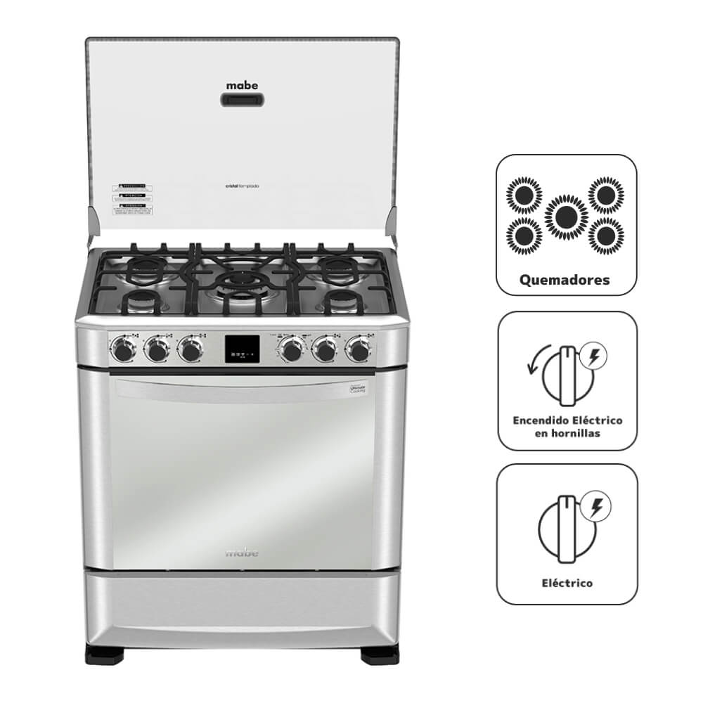 Cocina a Gas MABE 5 Quemadores CMP7670FX0 Inox