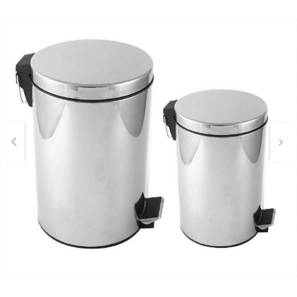 Set Papelero Tachos de Acero Inoxidable 12L Y 3L